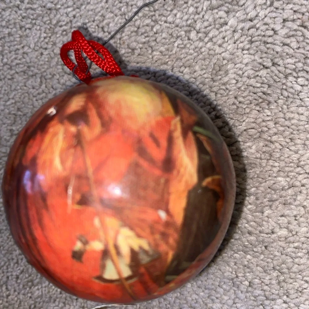 Vintage Decoupage Paper Mache Christmas Ornaments Set‎ Of 2